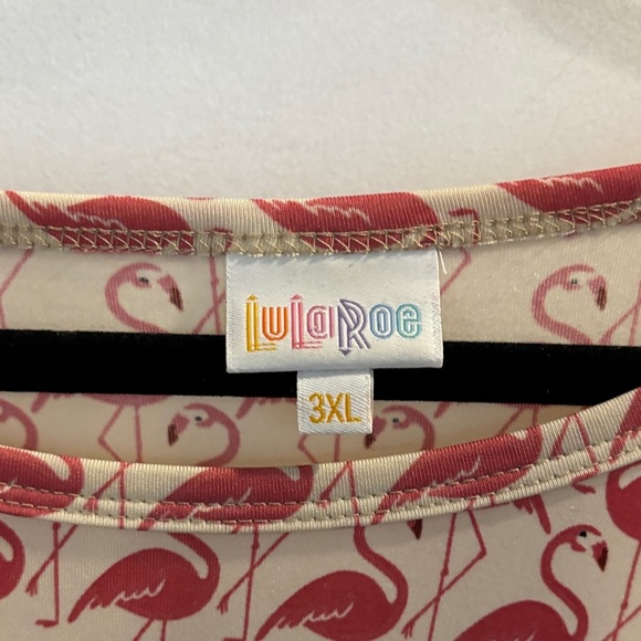 LuLaRoe pink and Cream flamingo Julia style slim fit Midi Dress - Picture 2 of 3